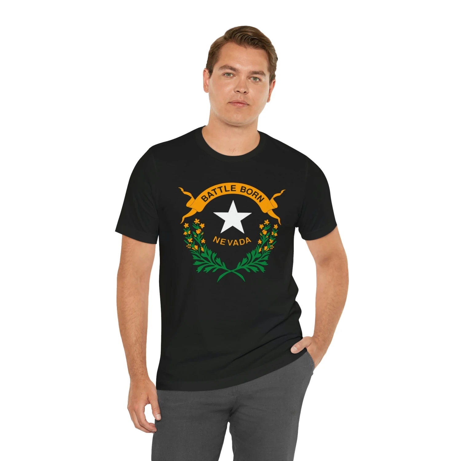 Nevada State Flag T Shirt: Bella + Canvas 3001 - Image 17