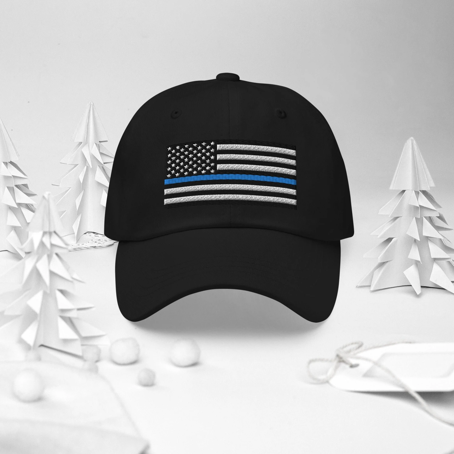 Dad Hat - Thin Blue Line Flag (Embroidered Flag) - Image 12