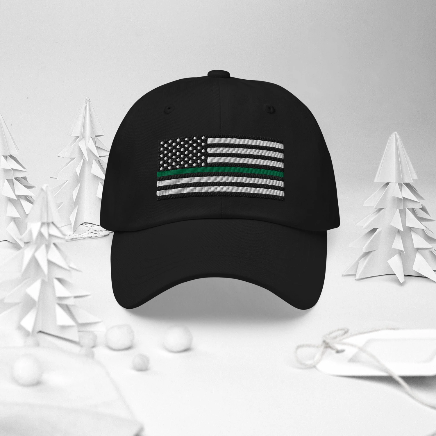 Dad Hat - Thin Green Line Flag (Embroidered Flag) - Image 16
