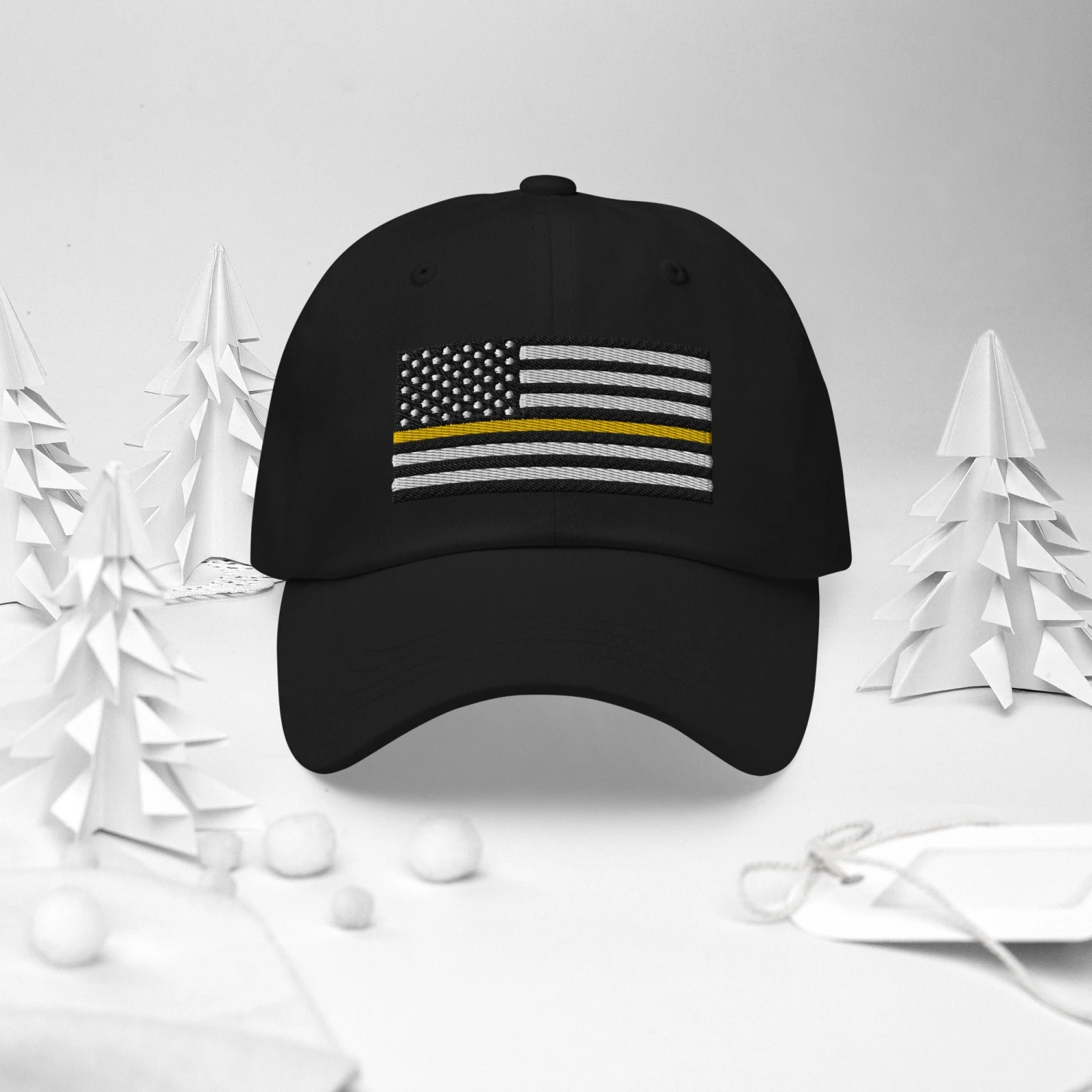 Dad Hat - Thin Yellow Line Flag (Embroidered Flag) - Image 8