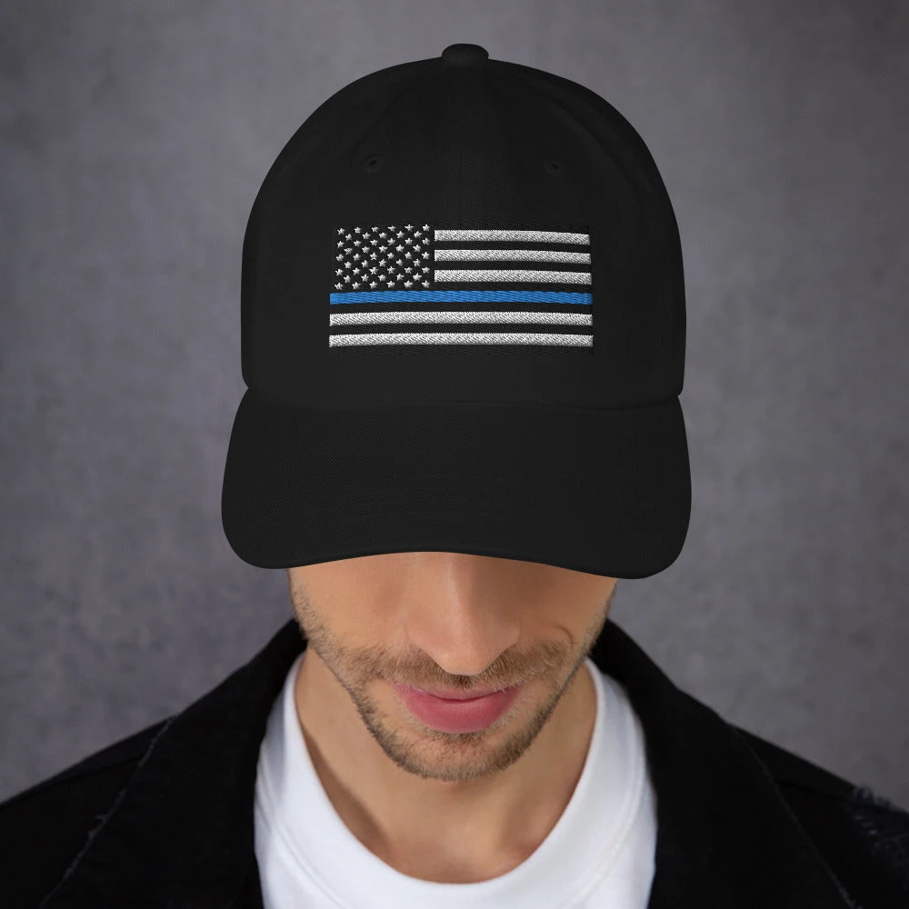 Dad Hat - Thin Blue Line Flag (Embroidered Flag) - Image 4