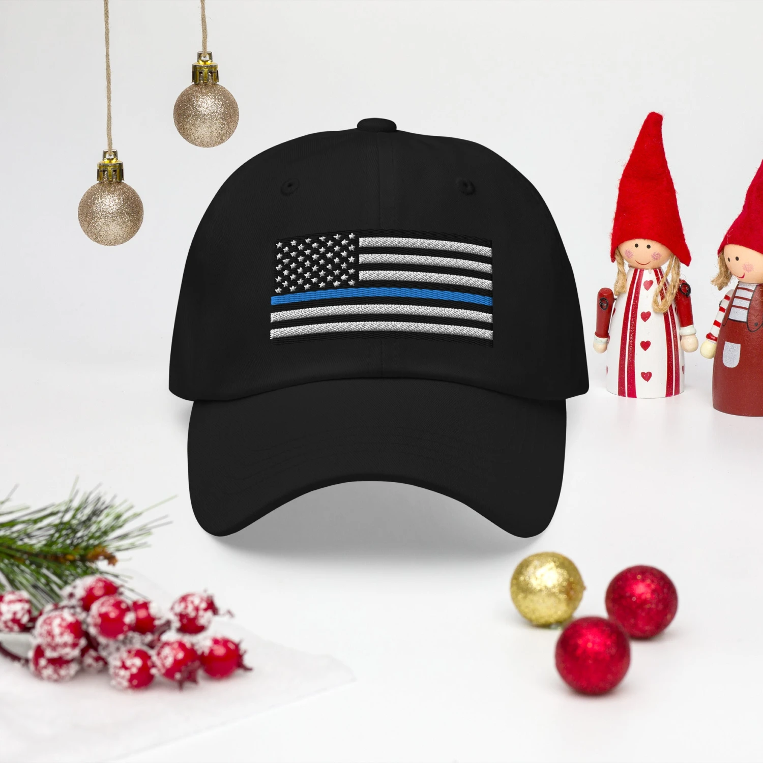 Dad Hat - Thin Blue Line Flag (Embroidered Flag) - Image 11