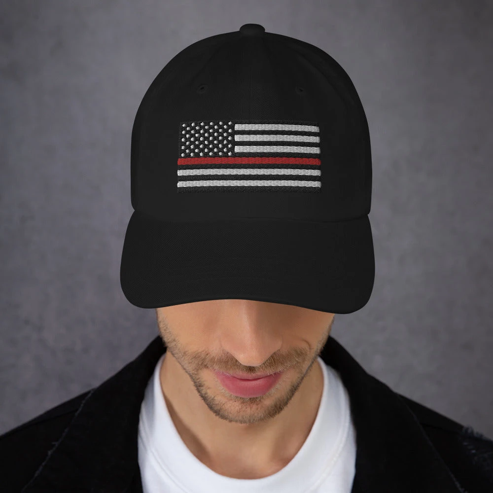 Dad Hat - Thin Red Line Flag (Embroidered Flag) - Image 9