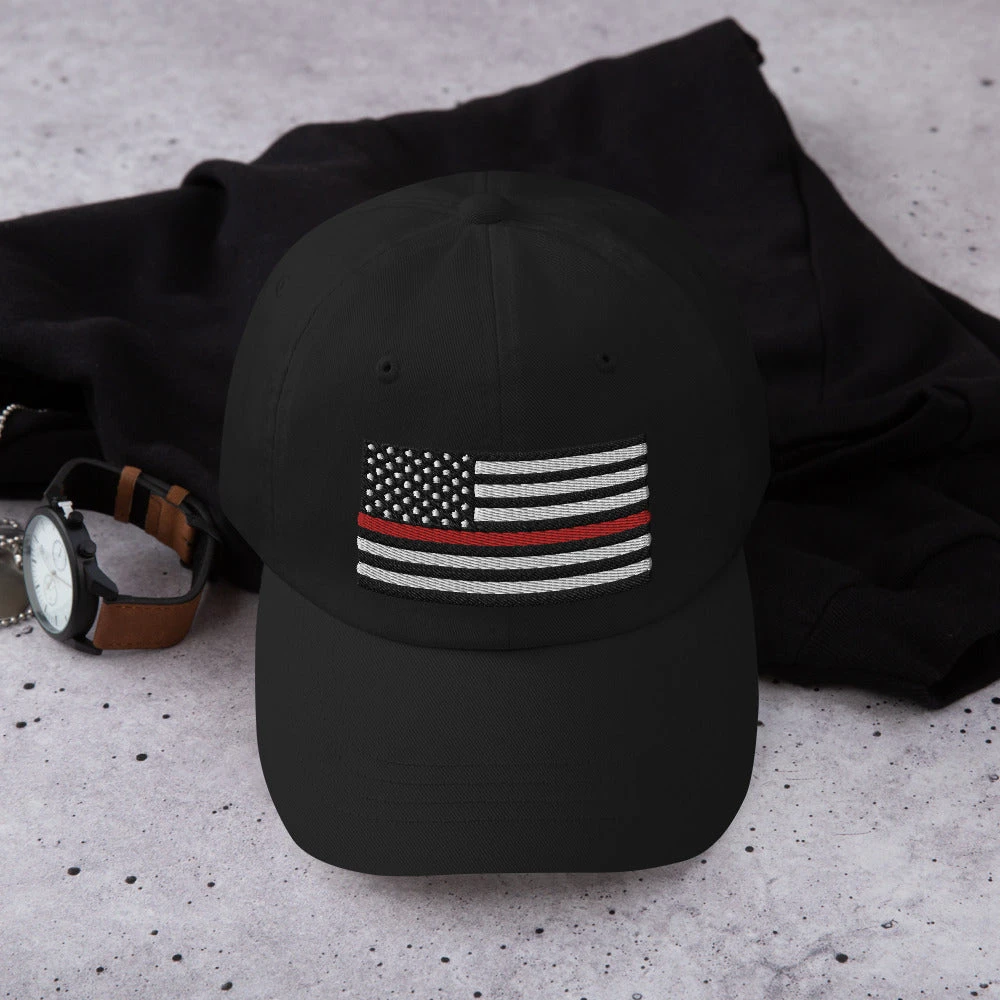 Dad Hat - Thin Red Line Flag (Embroidered Flag) - Image 11