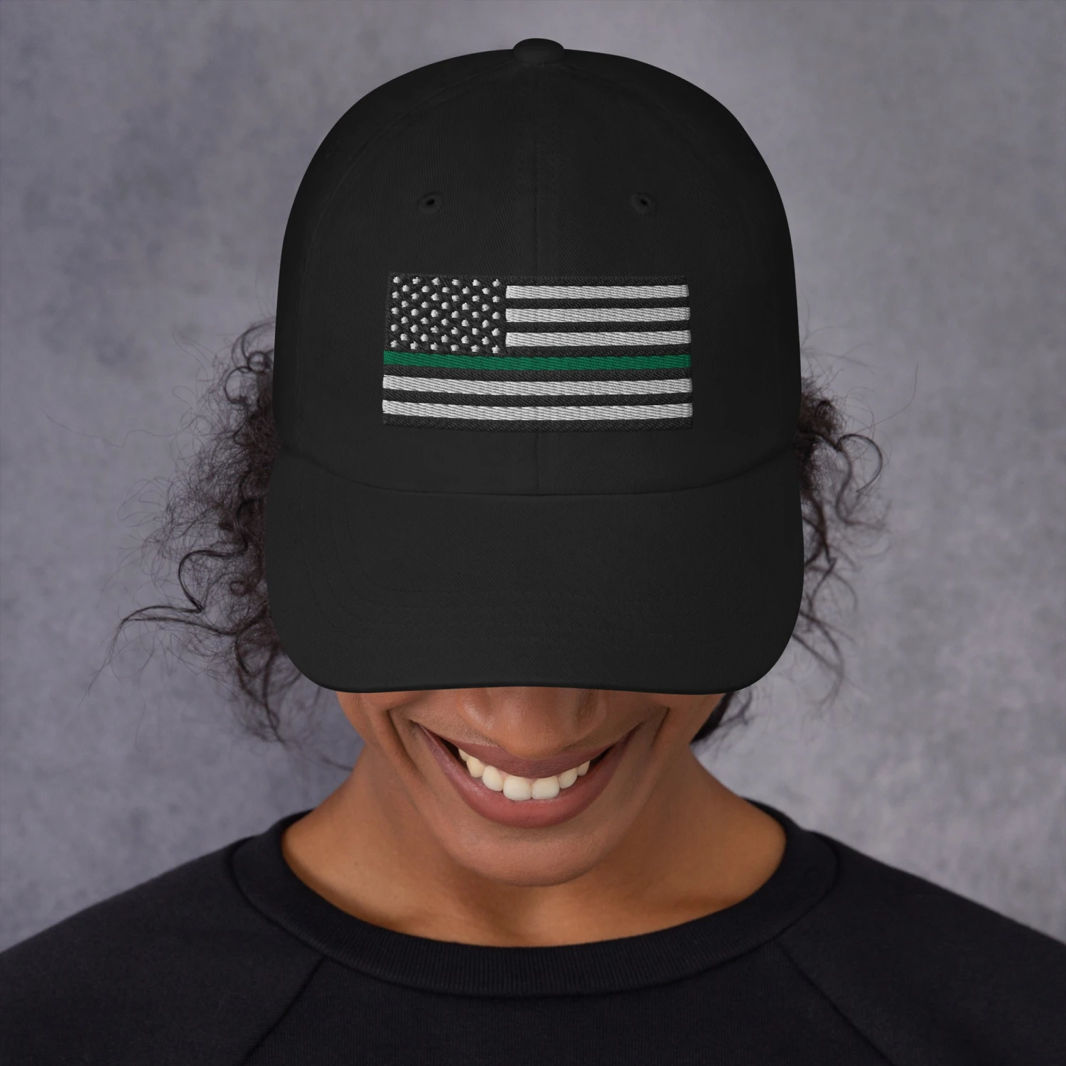 Dad Hat - Thin Green Line Flag (Embroidered Flag) - Image 8