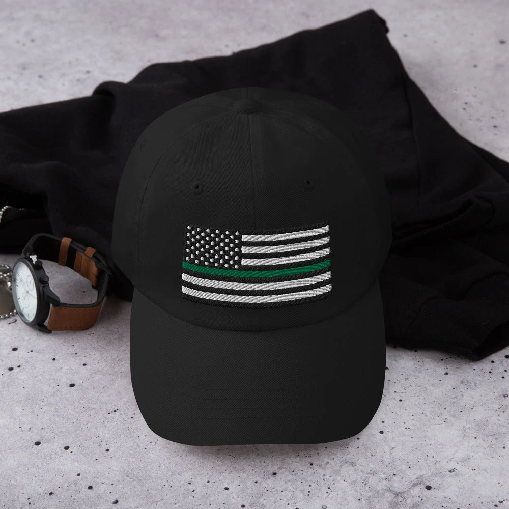 Dad Hat - Thin Green Line Flag (Embroidered Flag) - Image 9