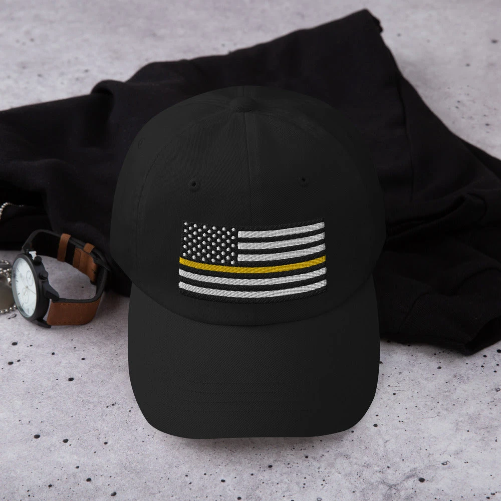 Dad Hat - Thin Yellow Line Flag (Embroidered Flag) - Image 13