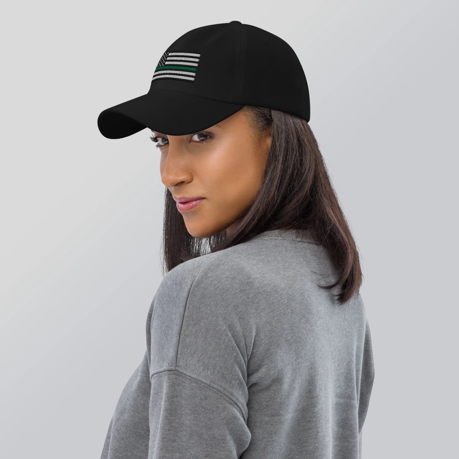 Dad Hat - Thin Green Line Flag (Embroidered Flag) - Image 20