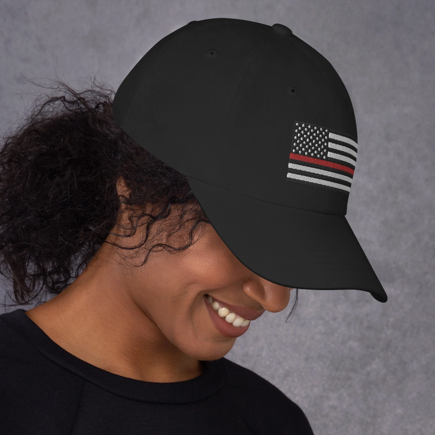 Dad Hat - Thin Red Line Flag (Embroidered Flag) - Image 15