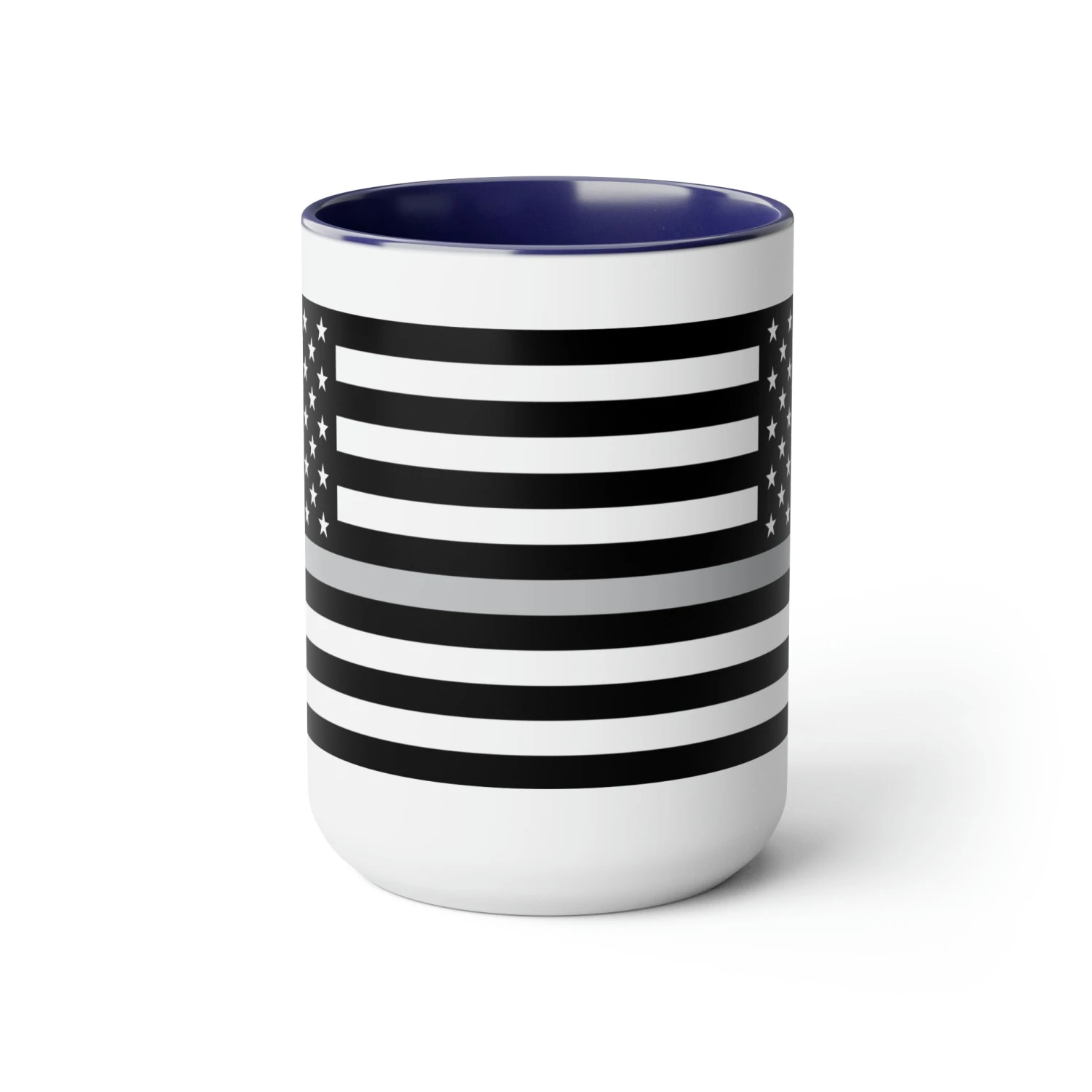 Two-Tone Thin Silver Line Flag Coffee Mugs, 15oz - Image 12