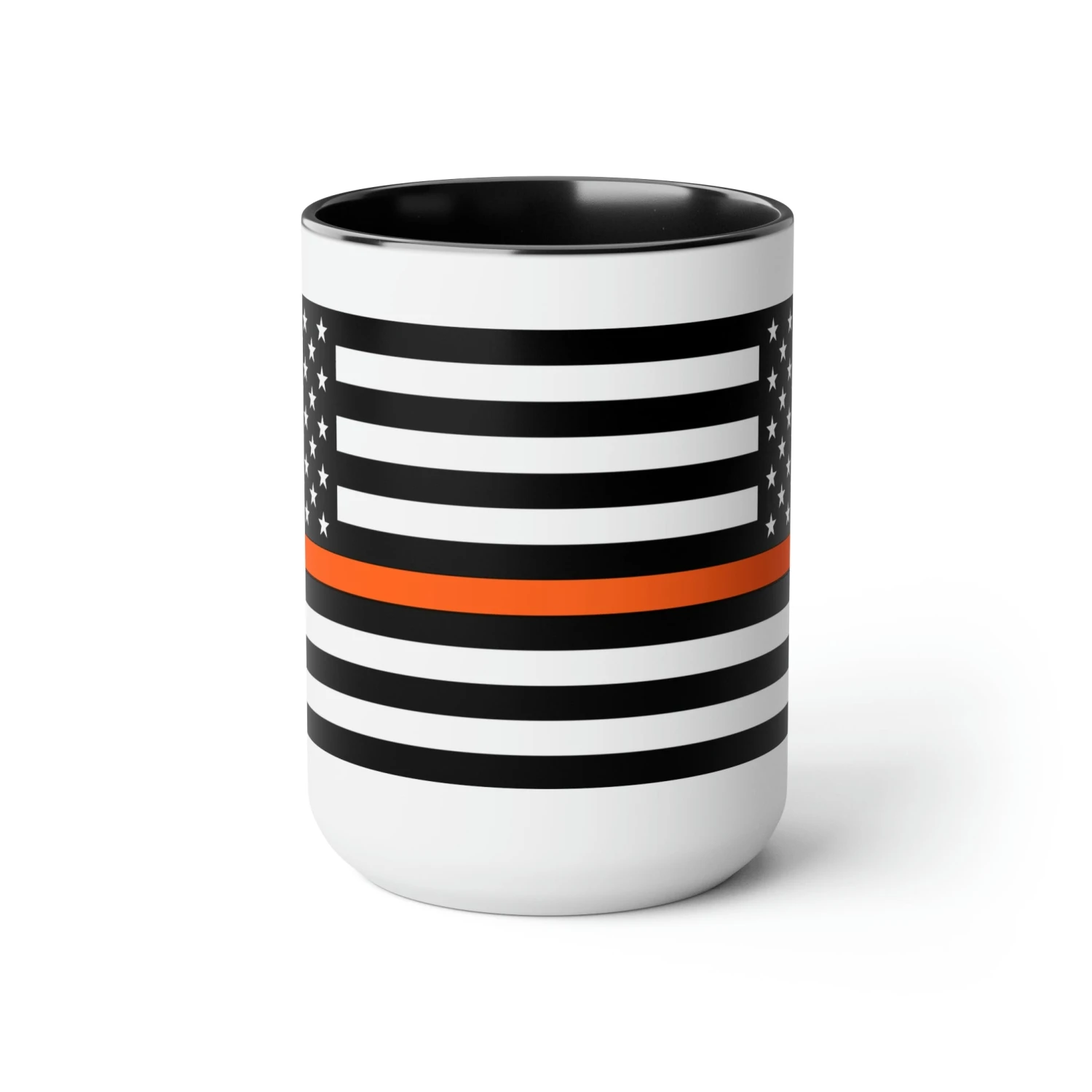 Two-Tone Thin Orange Line Flag Coffee Mugs, 15oz - Image 2