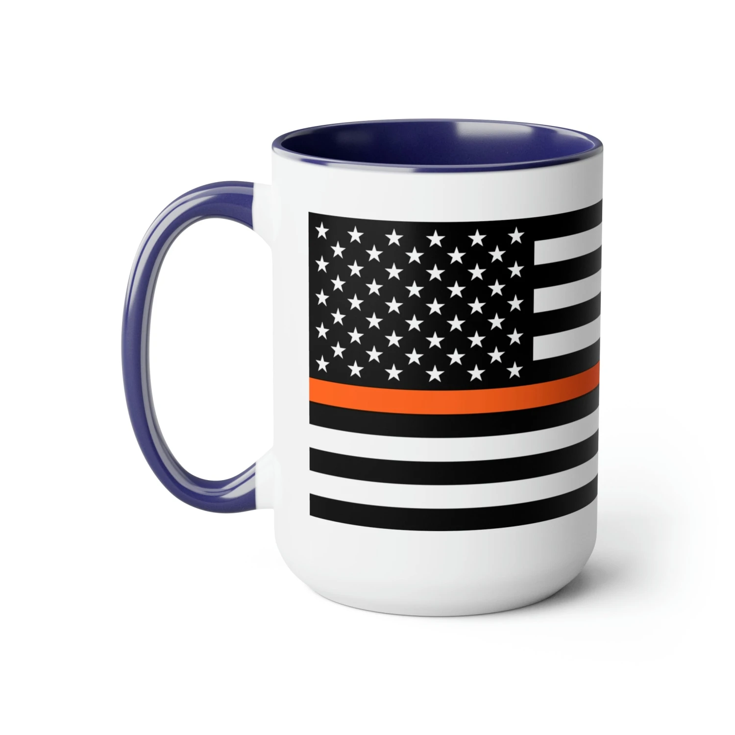 Two-Tone Thin Orange Line Flag Coffee Mugs, 15oz - Image 11