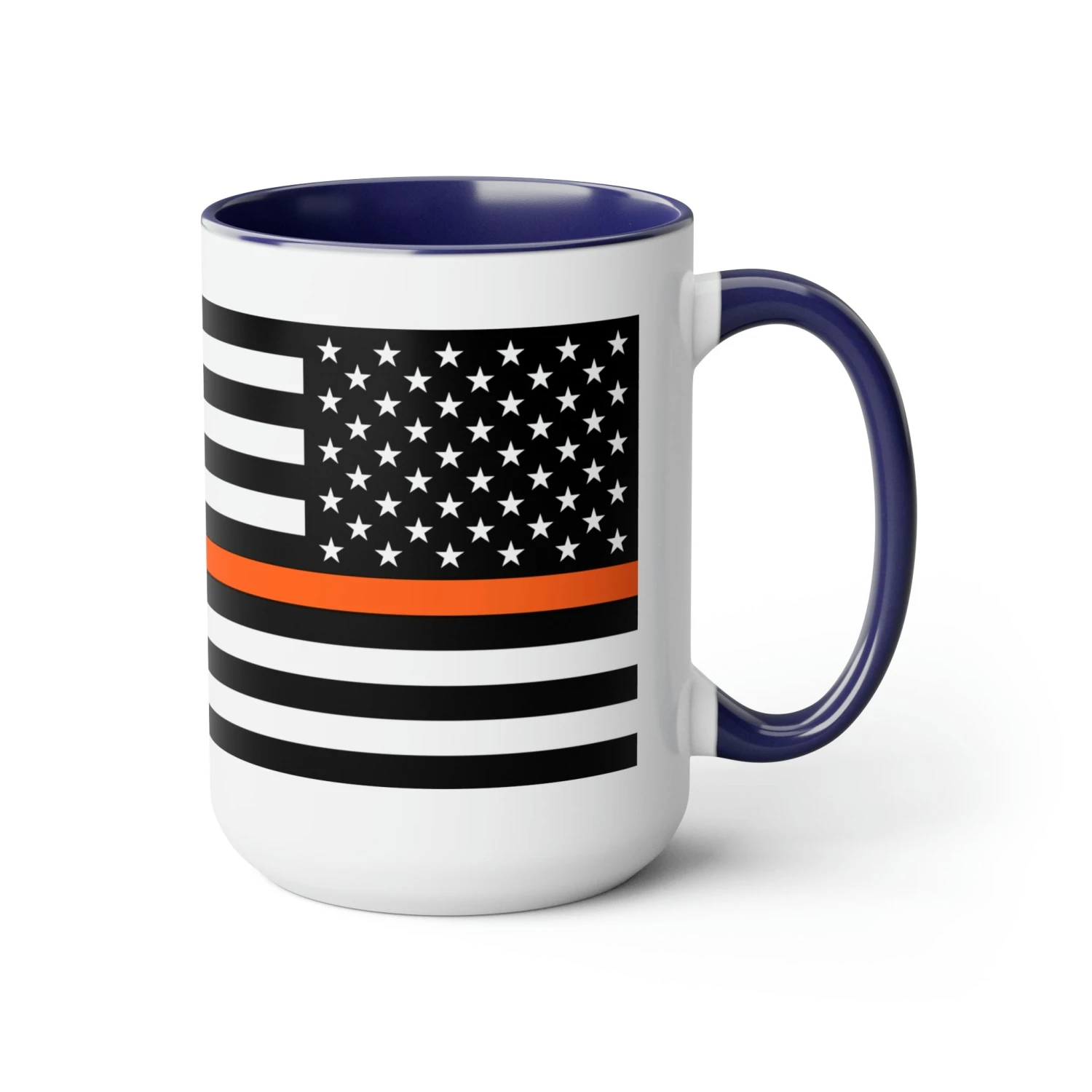 Two-Tone Thin Orange Line Flag Coffee Mugs, 15oz - Image 13