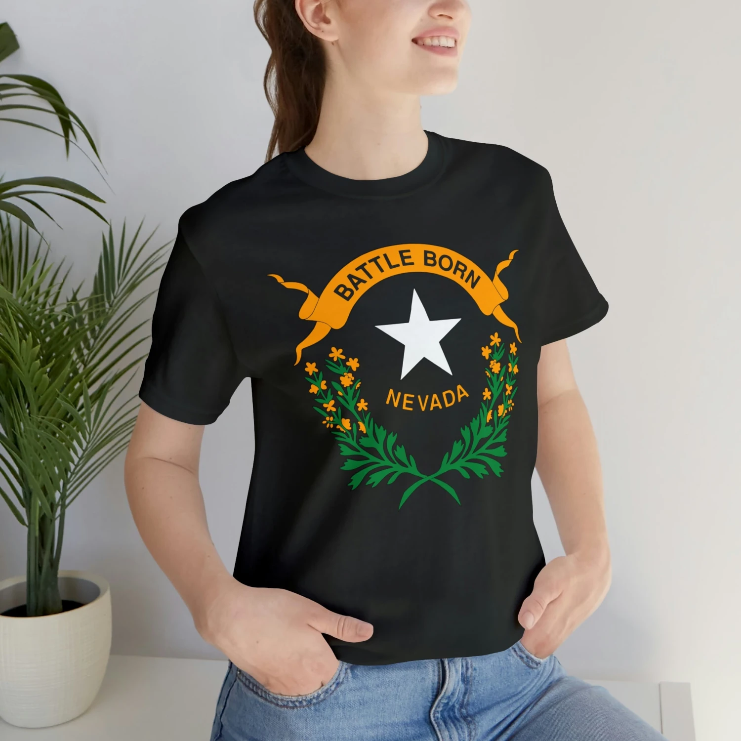 Nevada State Flag T Shirt: Bella + Canvas 3001 - Image 18