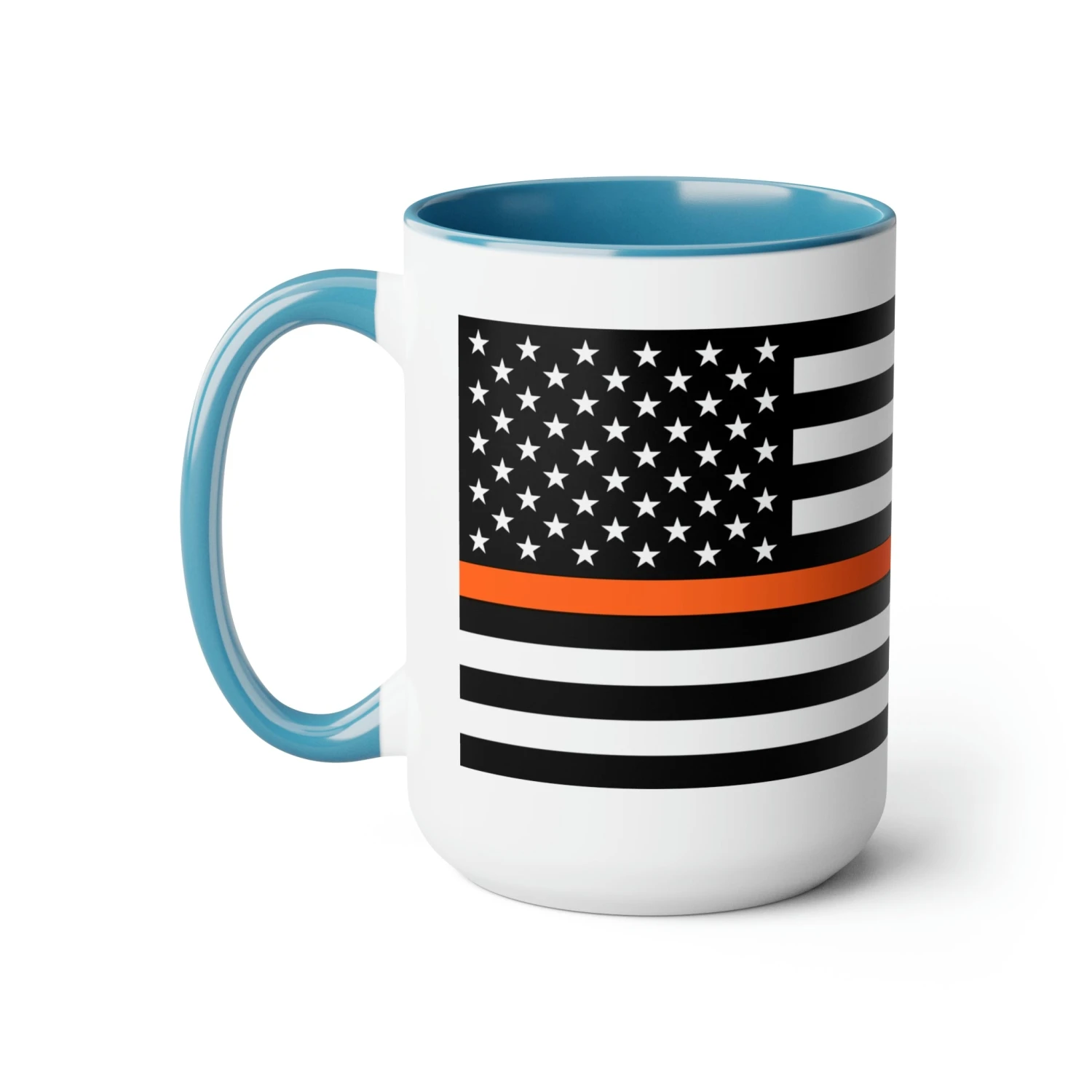 Two-Tone Thin Orange Line Flag Coffee Mugs, 15oz - Image 6