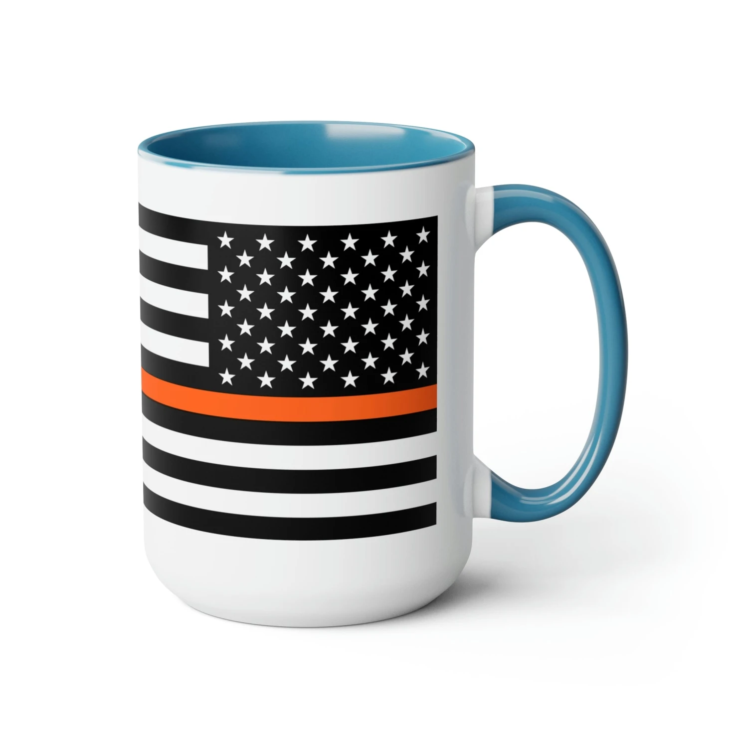 Two-Tone Thin Orange Line Flag Coffee Mugs, 15oz - Image 8