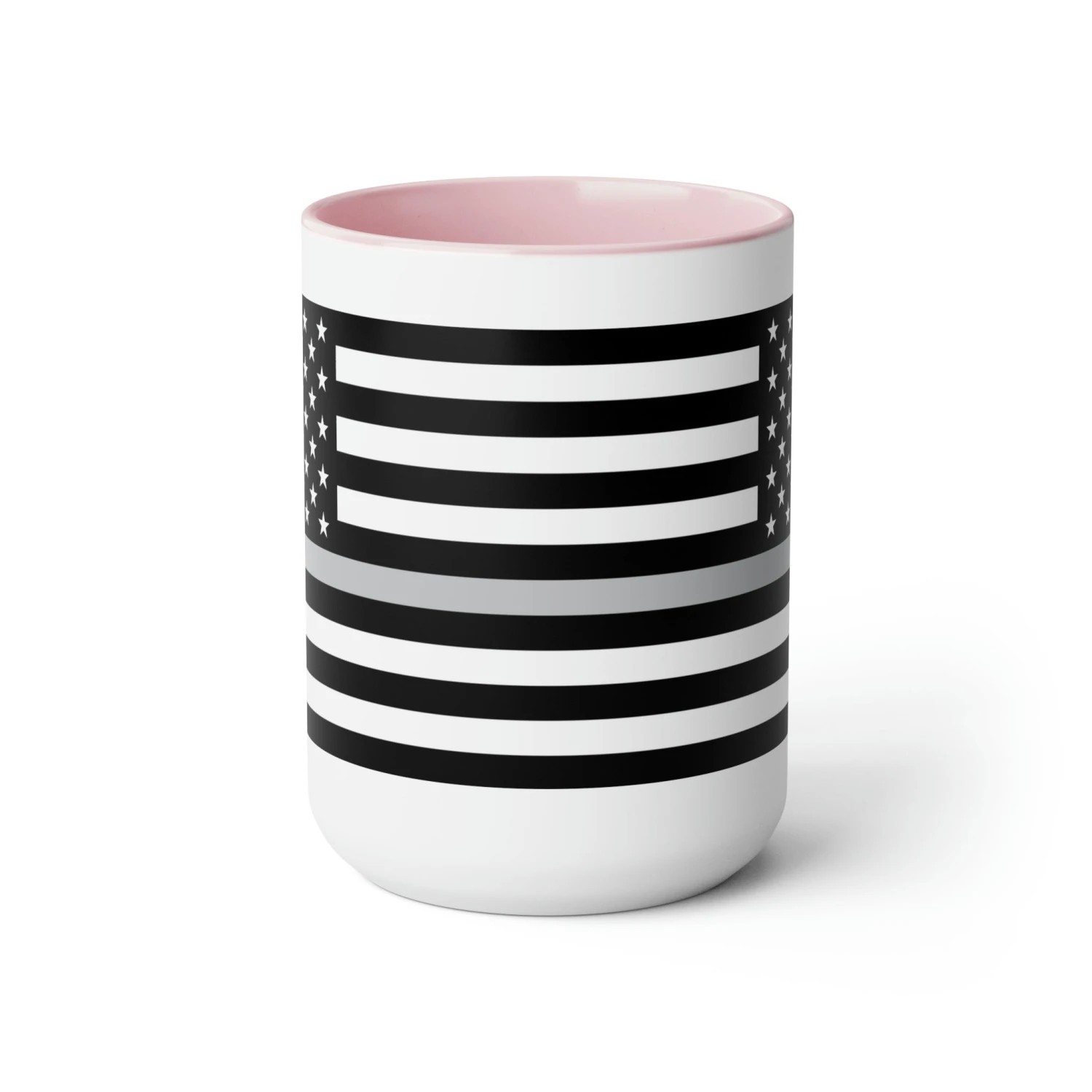 Two-Tone Thin Silver Line Flag Coffee Mugs, 15oz - Image 17