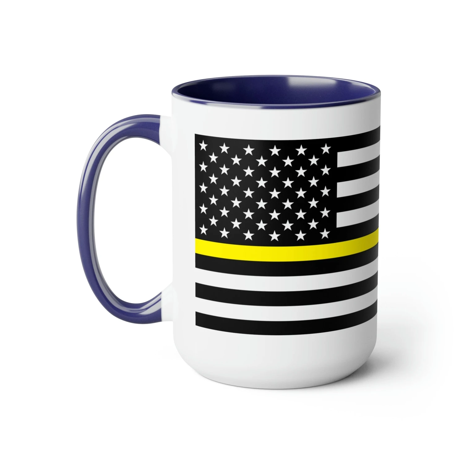 Two-Tone Thin Yellow Line Flag Coffee Mugs, 15oz - Image 11