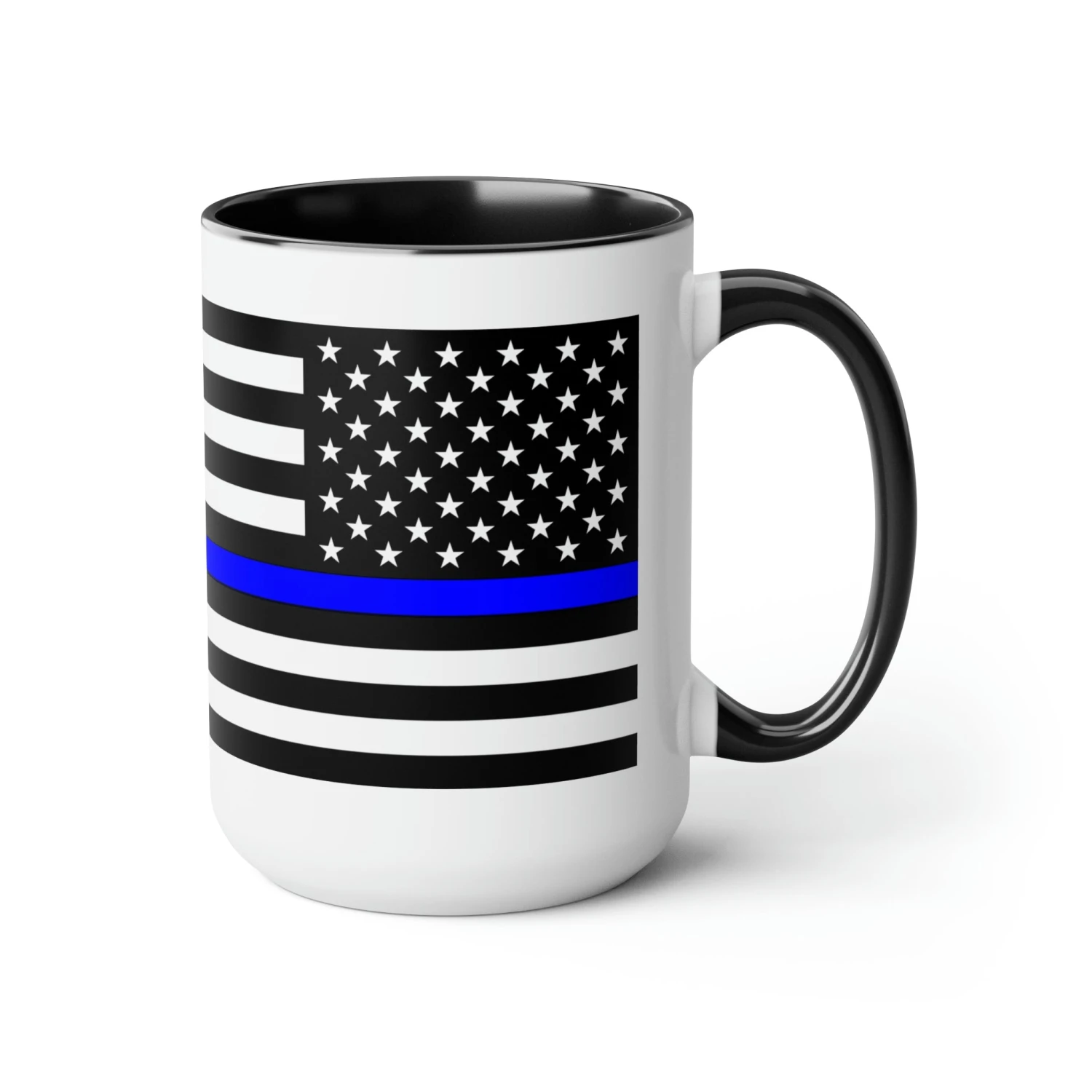 Two-Tone Thin Blue Line Flag Coffee Mugs, 15oz - Image 3