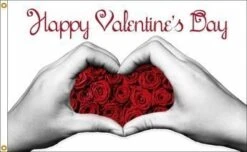 Happy Valentine's Day Hands Flag - 3 Ft X 5 Ft