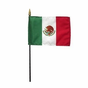 Mexico Stick Flags - 4 In X 6 In - Pack Of 12