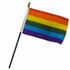 Rainbow Stick Flags - 4 In X 6 In - Pack Of 12