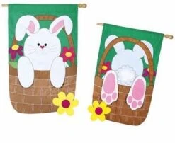 Applique Bunny Basket Coming And Going Flag