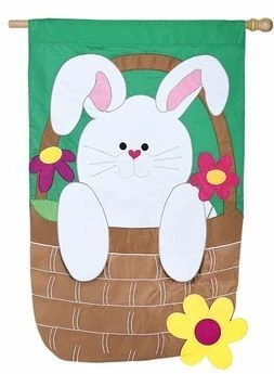 Applique Bunny Basket Coming And Going Flag - Image 2