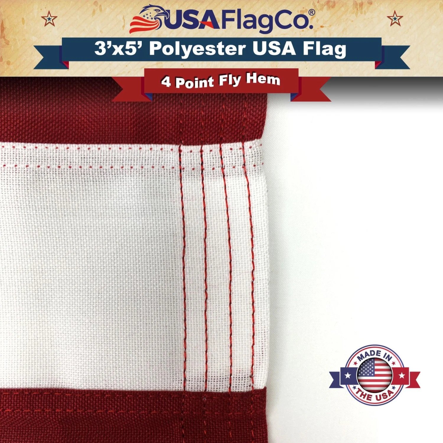 Polyester US Flag (3x5 Foot) Embroidered Stars & Sewn Stripes - Image 8