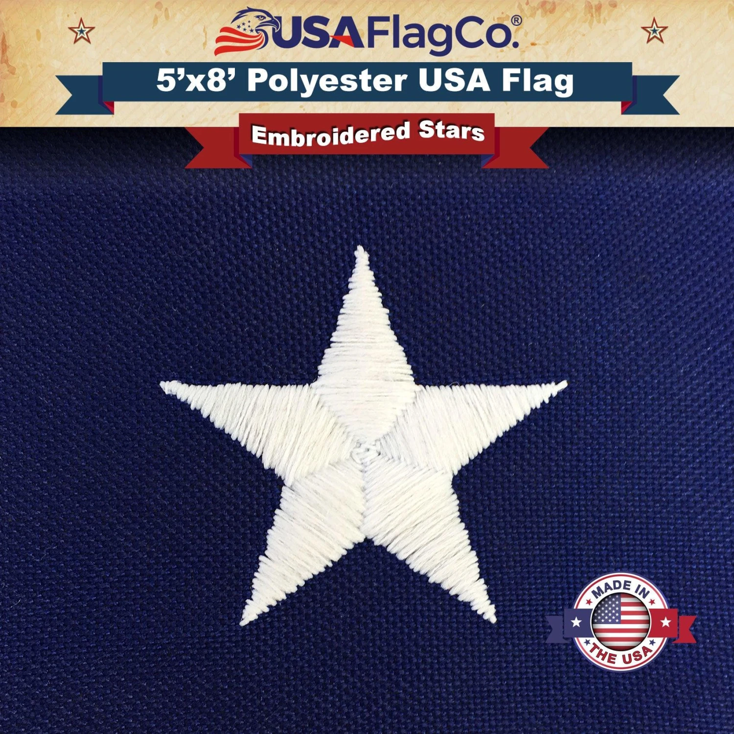 Polyester US Flag (5x8 Foot) Embroidered Stars & Sewn Stripes - Image 5