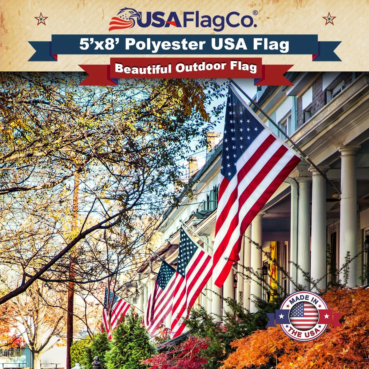 Polyester US Flag (5x8 Foot) Embroidered Stars & Sewn Stripes - Image 9