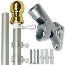 PATRIOT™ Flag Pole And ROGUE™ Bracket Kit - Brushed Aluminum (6ft, 1" Diameter)