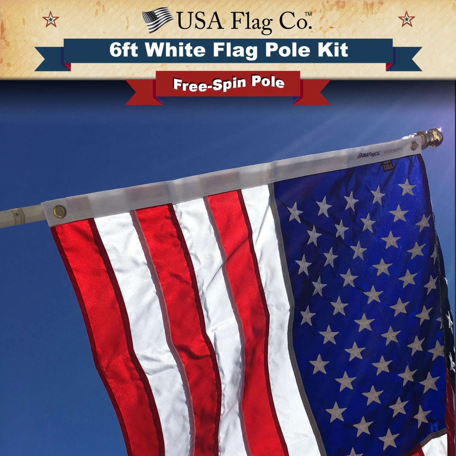 PATRIOT™ Flag Pole And ROGUE™ Bracket Kit - Vivid White (6ft, 1" Diameter) - Image 11