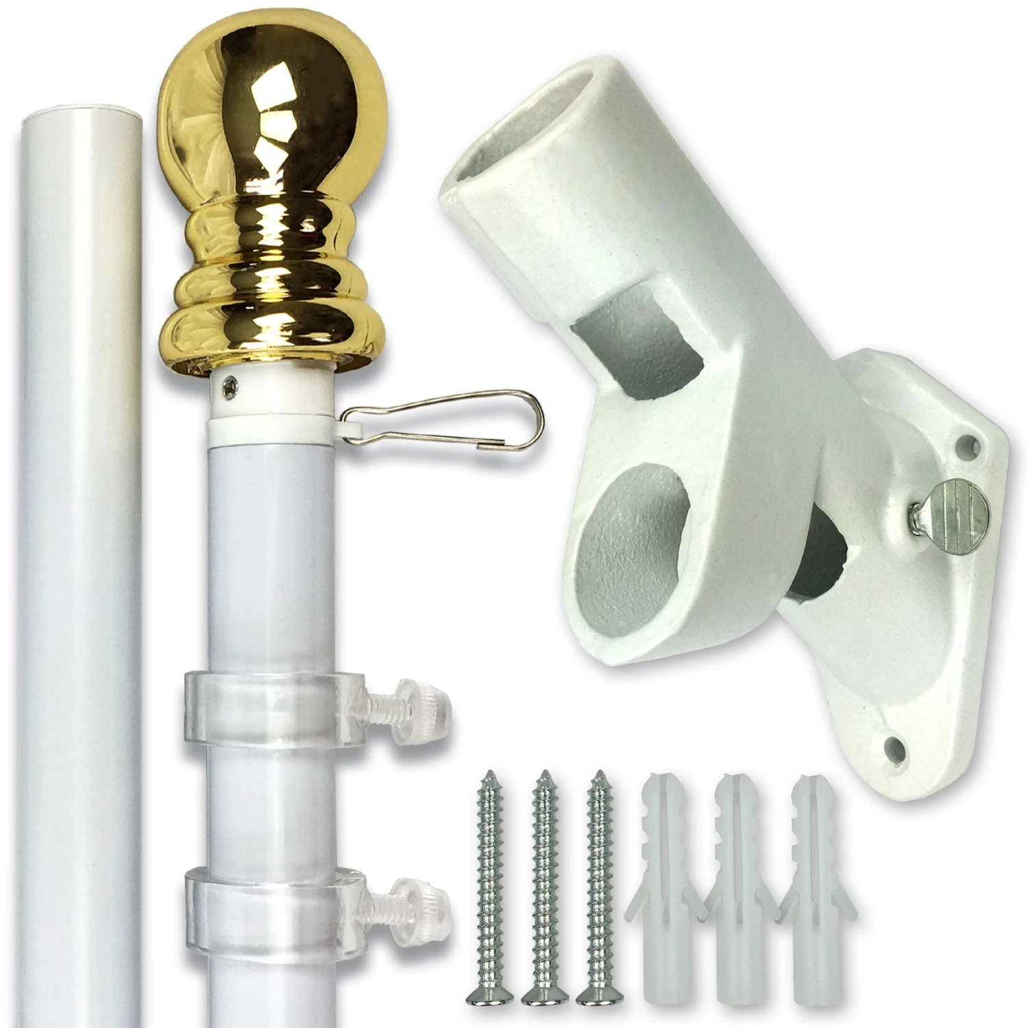 PATRIOT™ Flag Pole And ROGUE™ Bracket Kit - Vivid White (6ft, 1" Diameter)